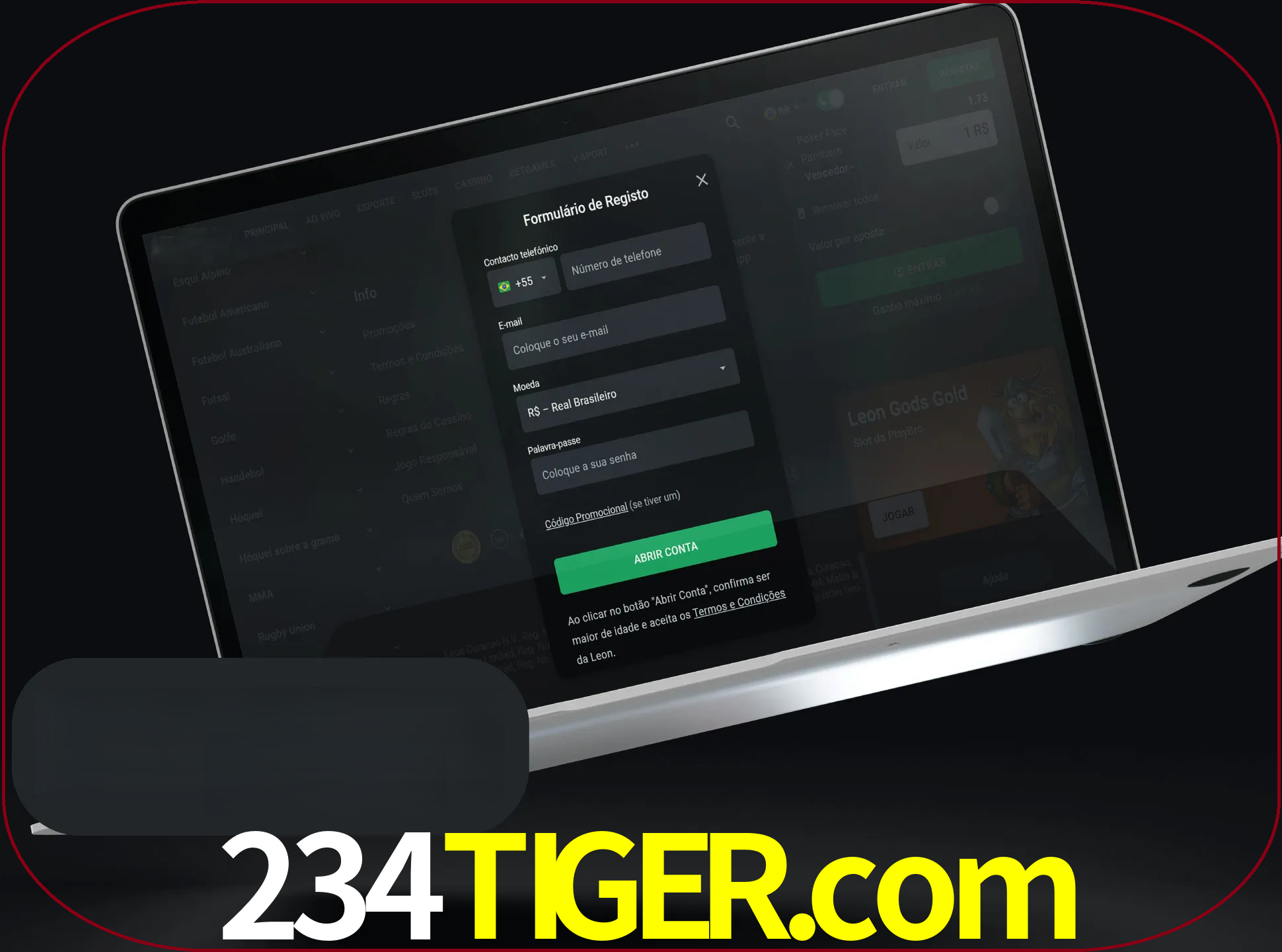 Abra o site da LeonBet e crie sua própria conta.