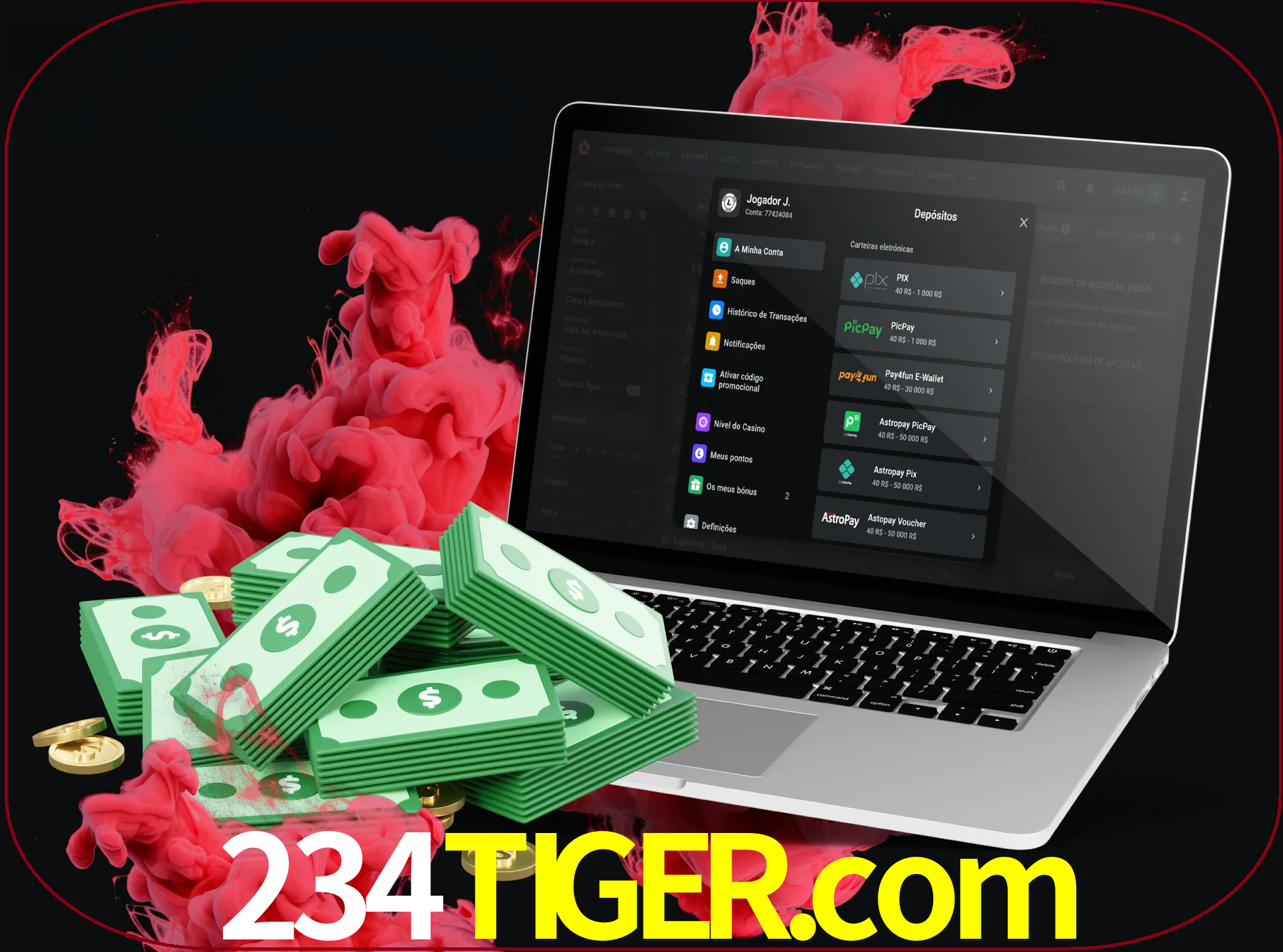 Para efetuar um depósito na sua conta 234tiger, basta escolher o método de depósito e especificar o montante.