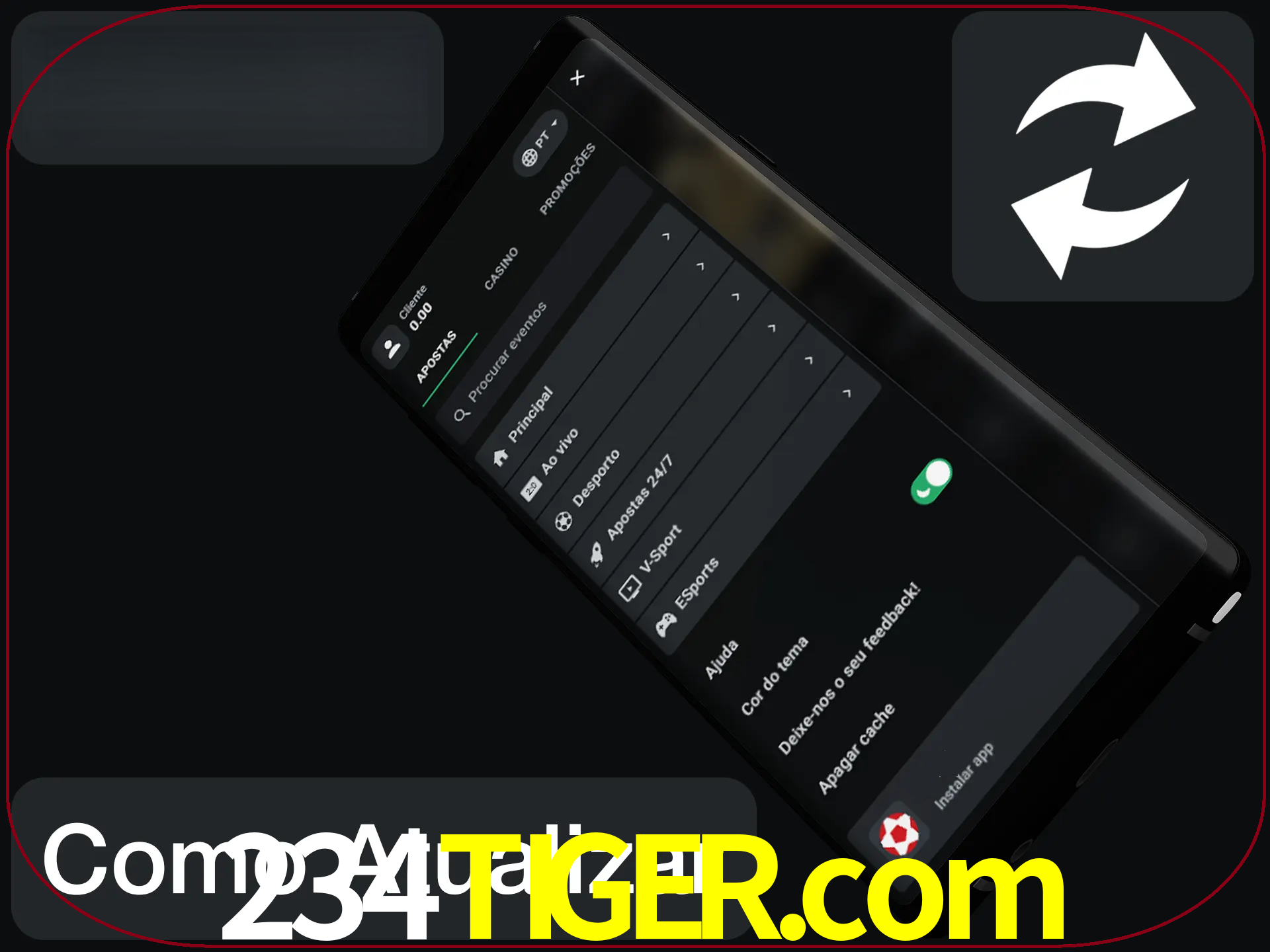 O aplicativo é atualizado automaticamente quando você faz o login.