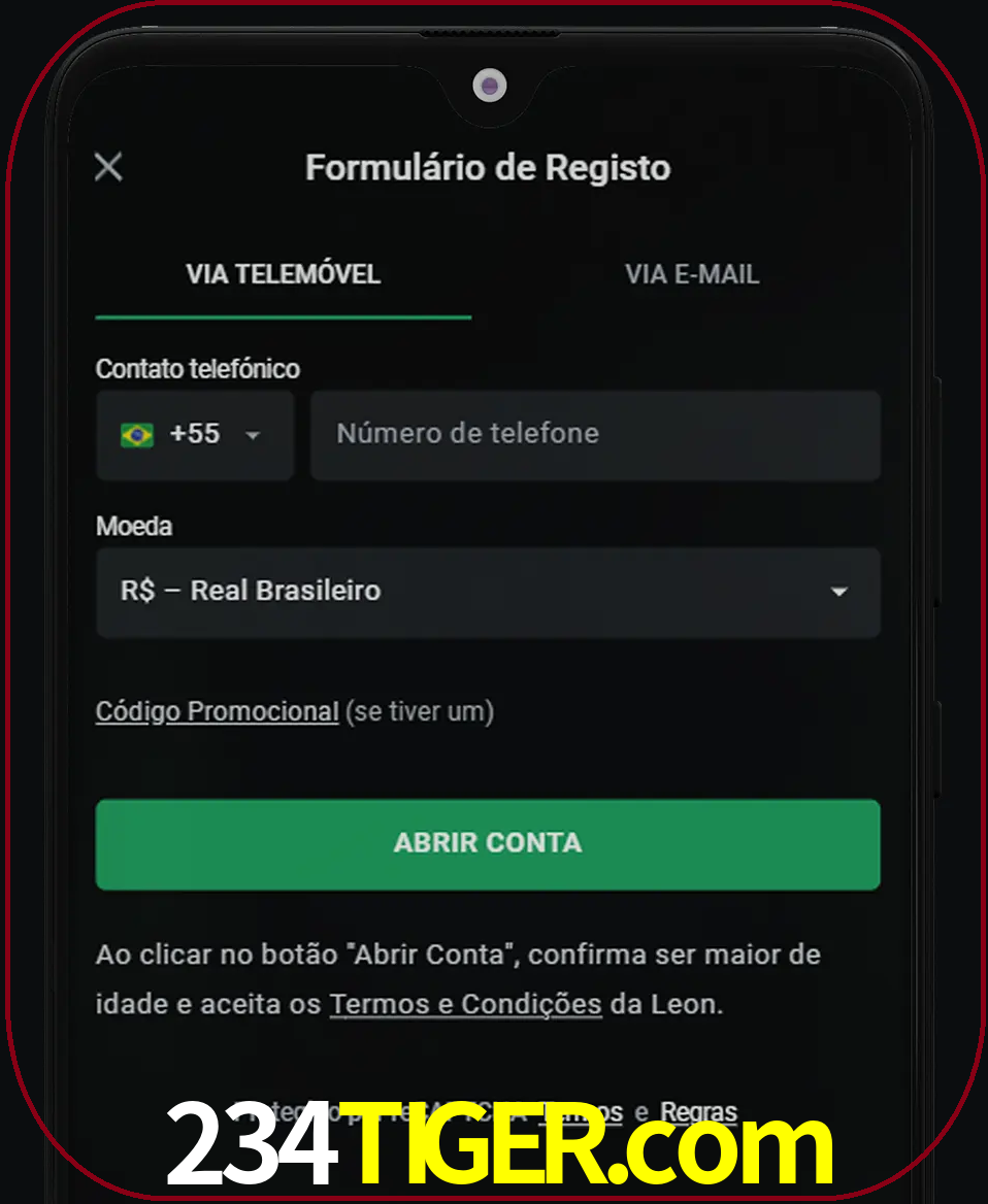 Abra o aplicativo e inicie o processo de registro.