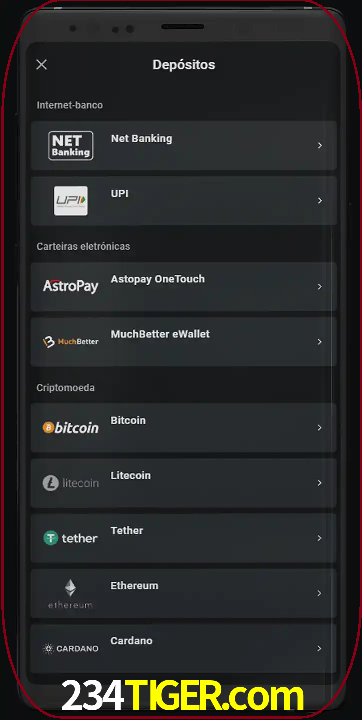 Você pode usar métodos alternativos de depósito.